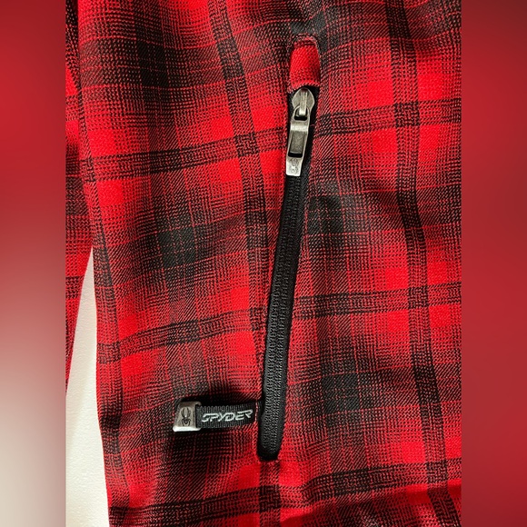 Men’s Spyder Red & black Patsch Plaid Full Zip Hooded Jacket Coat Outdoor XXL - Picture 3 of 8